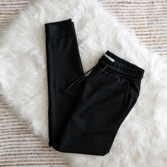 Zara Joggers SzM Black Viscose Blend Drawstring Pockets Tapered Leg Sporty Chic - Picture 1 of 6